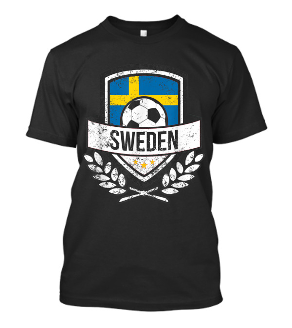 Swedish Flag Soccer Sweden Football With Crest And Laurel T-Shirt