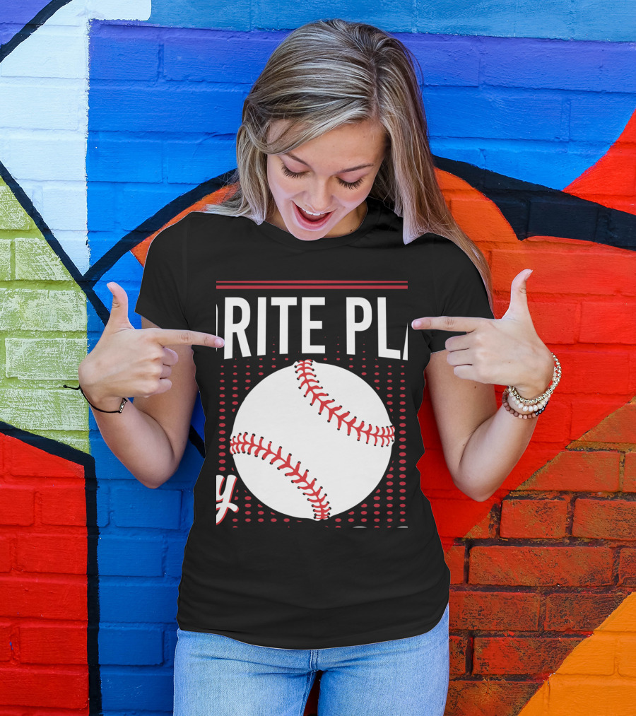 My Favorite Grandsons Baseball Player With Red And White Stitching T-Shirt