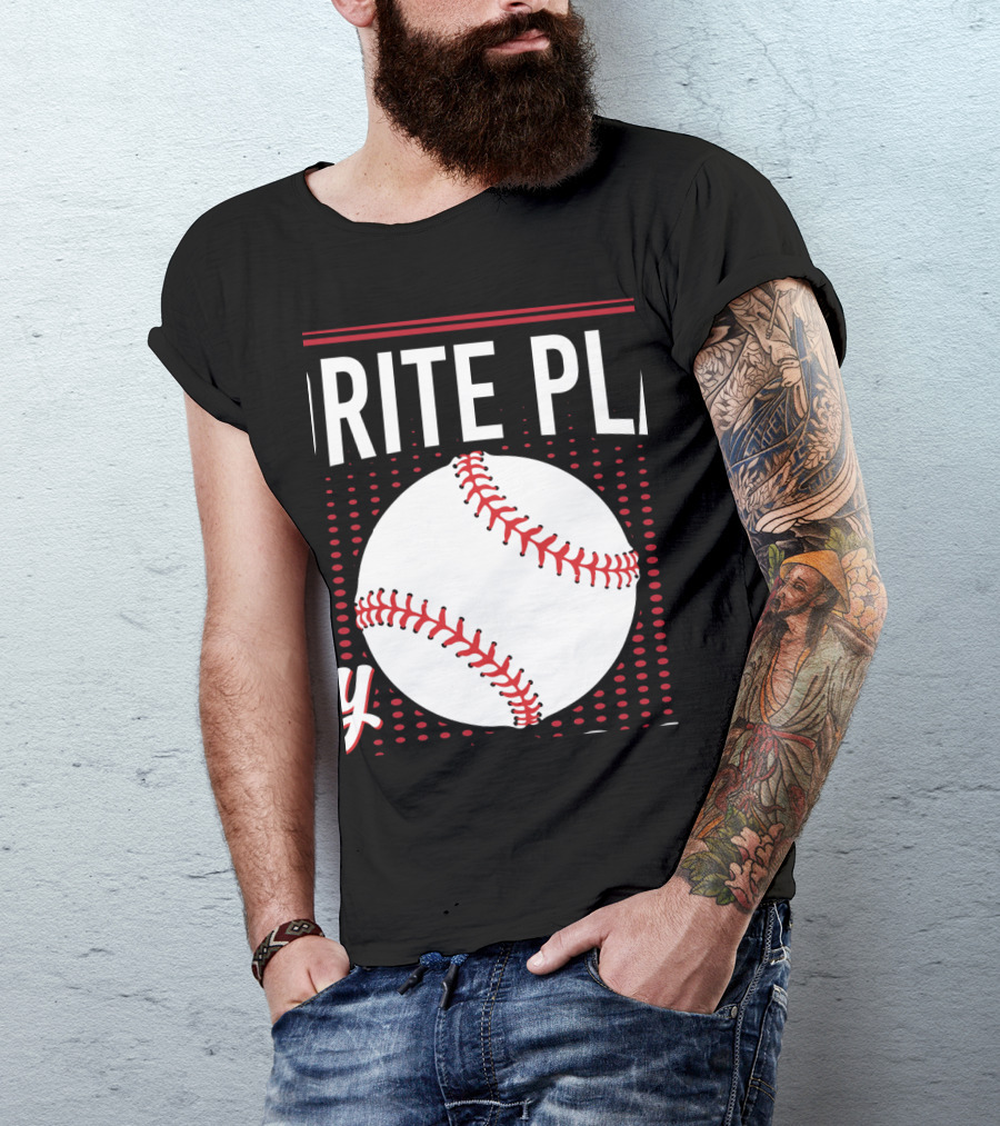 My Favorite Grandsons Baseball Player With Red And White Stitching T-Shirt