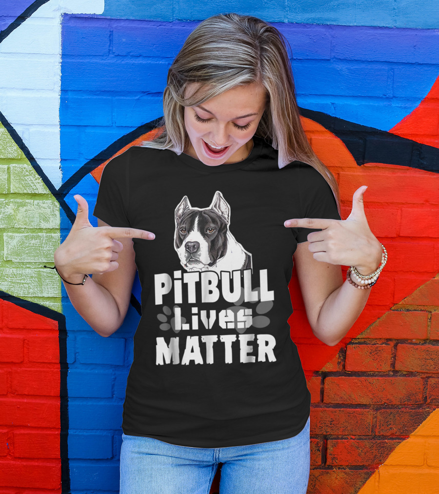 Pitbull Lives Matter Dog Illustration Paw Prints T-Shirt