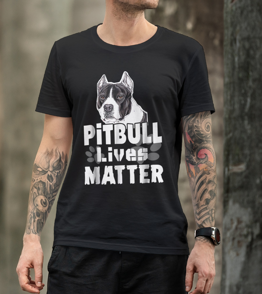 Pitbull Lives Matter Dog Illustration Paw Prints T-Shirt