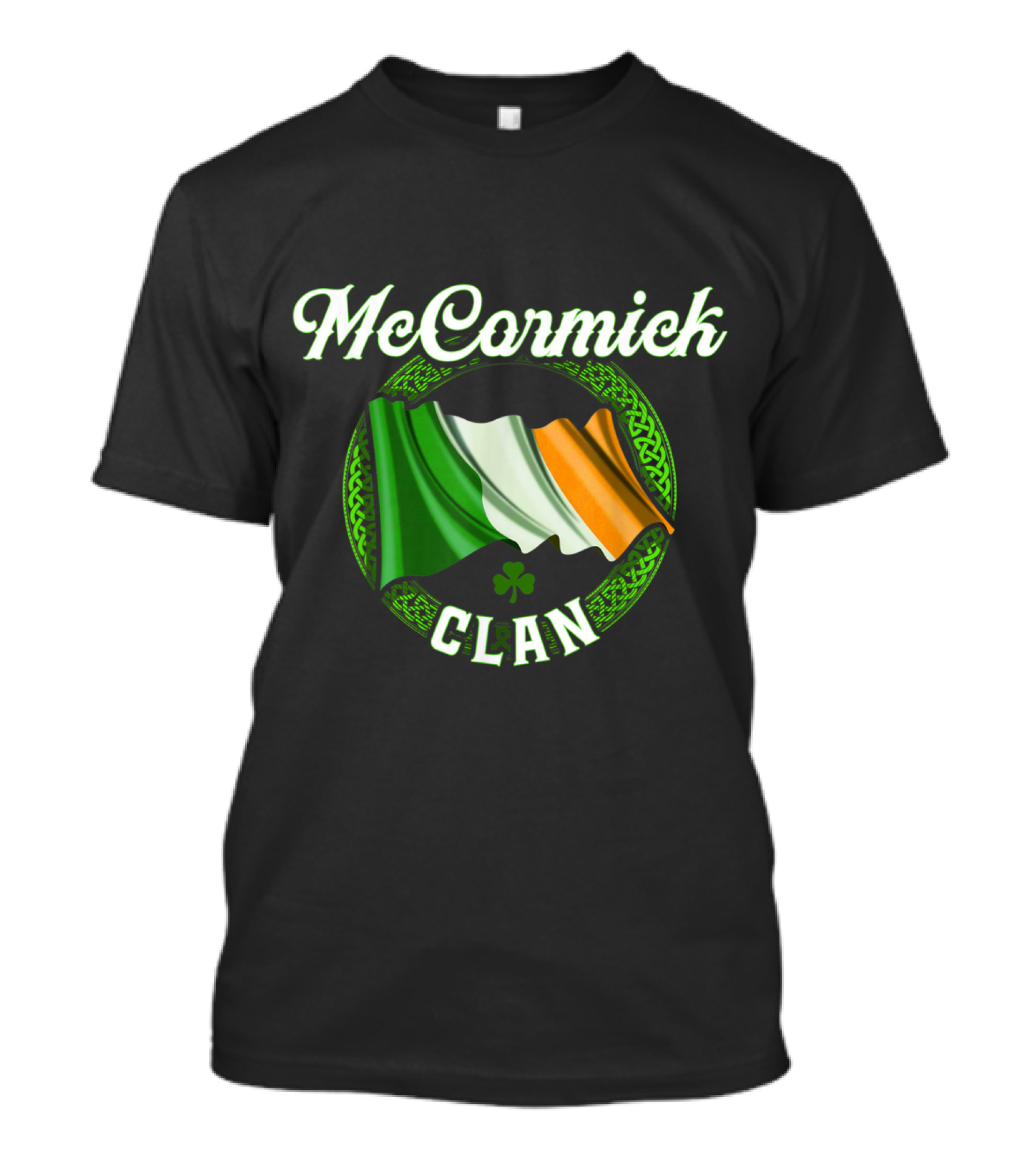 McCormick Clan Irish Flag And Shamrock Surname Heritage T-Shirt