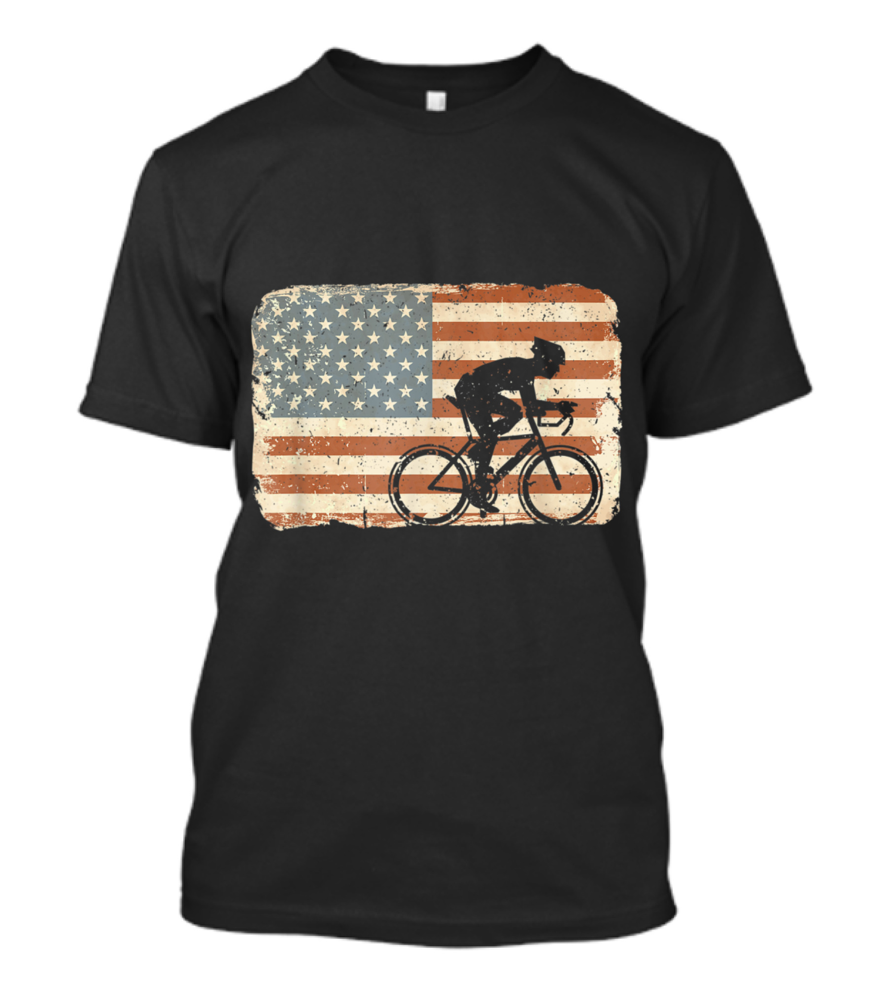 Vintage Cycling Bike American Flag T-Shirt