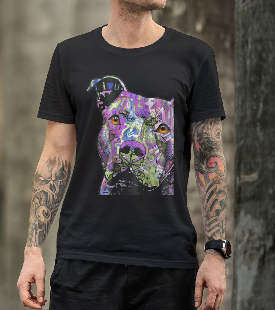 PitBull I Heart U Colorful Pit Bulls Artful Expression T-Shirt