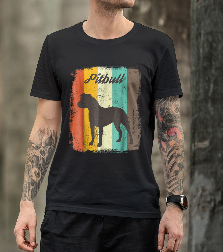 Pitbull Silhouette With Vintage T-Shirt