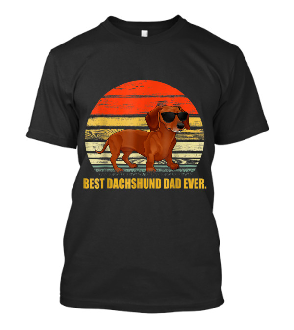 Best Dachshund Dad Ever Vintage Sunglasses Wiener Dog T-Shirt
