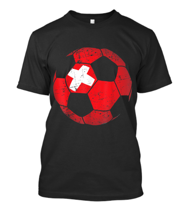 Switzerland Flag Soccer Ball Design Swiss Football T-Shirt