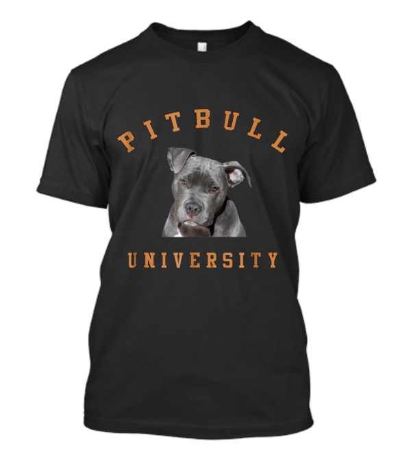 Pitbull University Featuring Adorable Dog Portrait And Collegiate Style Letters T-Shirt