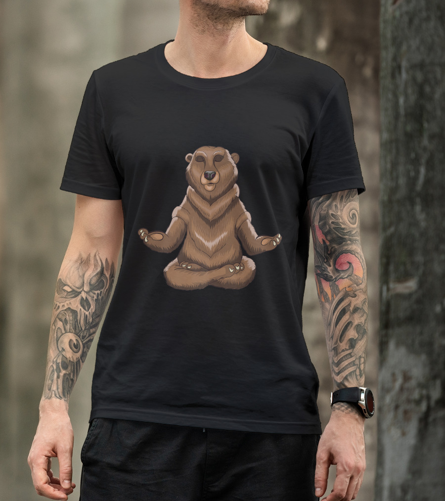 Meditating Bear Yoga Pose Funny Animal Serenity T-Shirt