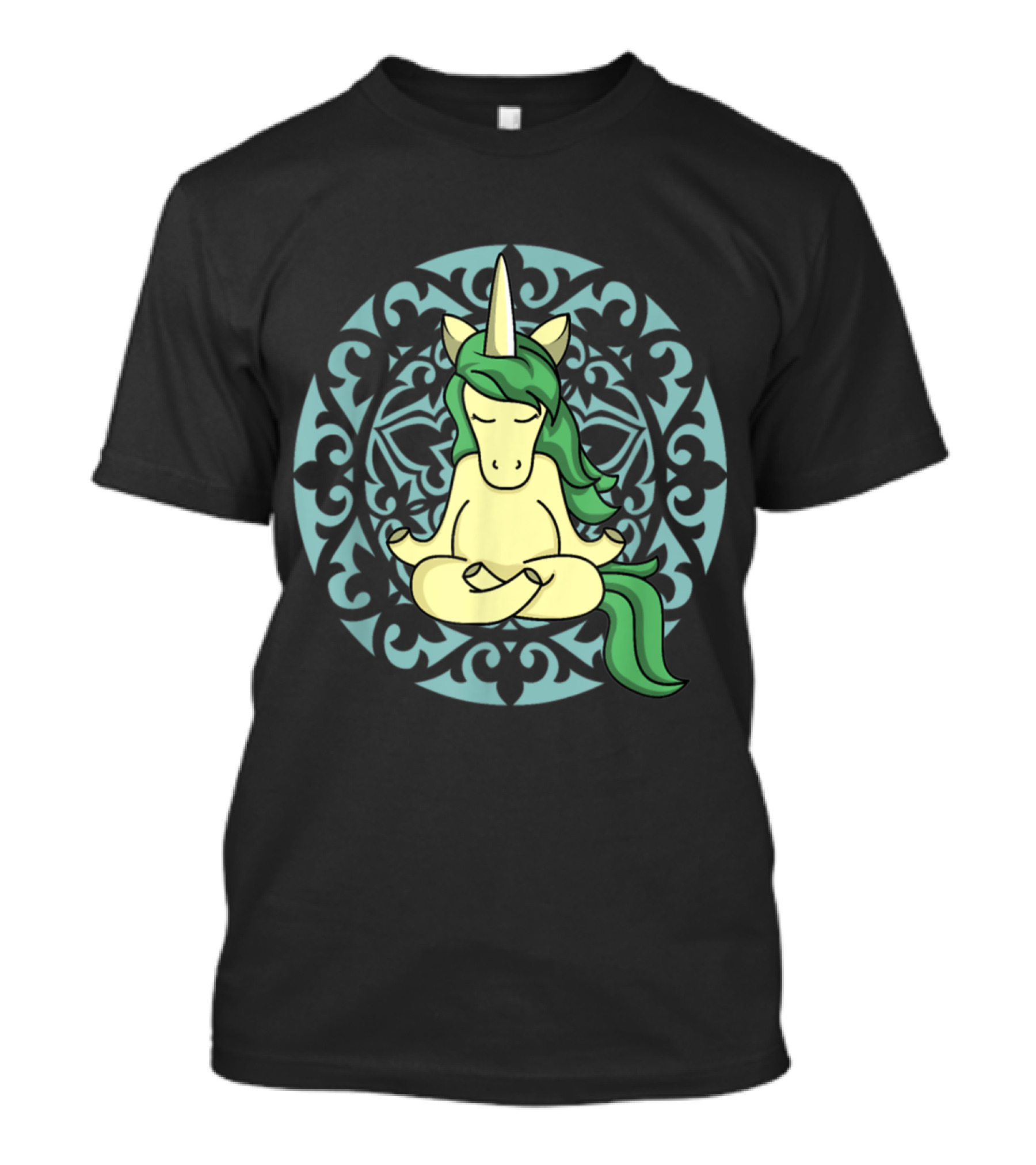 Peaceful Meditating Unicorn In Yoga Pose With Mandala T-Shirt