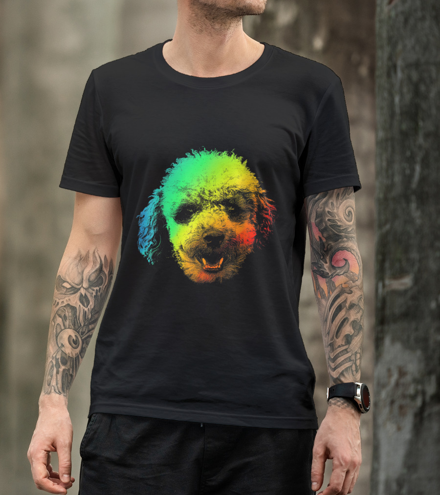 TEA CUP POODLE Vibrant Colorful Rainbow Fur T-Shirt
