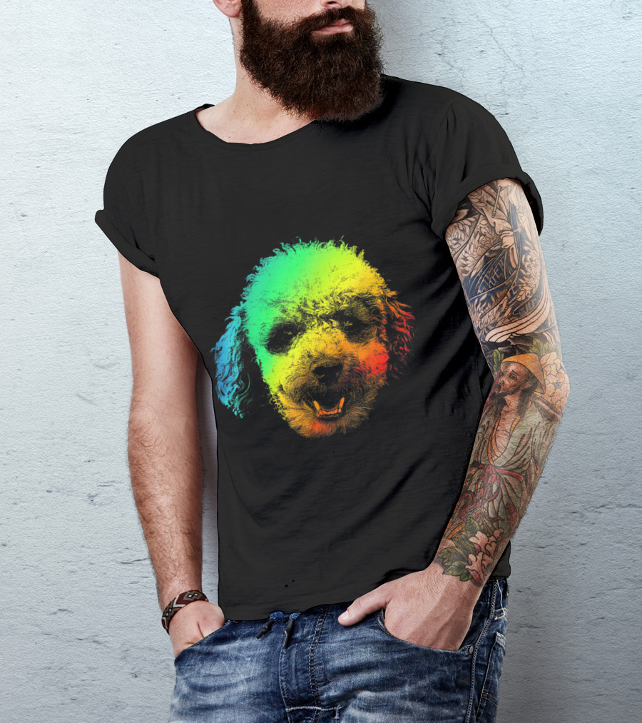 TEA CUP POODLE Vibrant Colorful Rainbow Fur T-Shirt