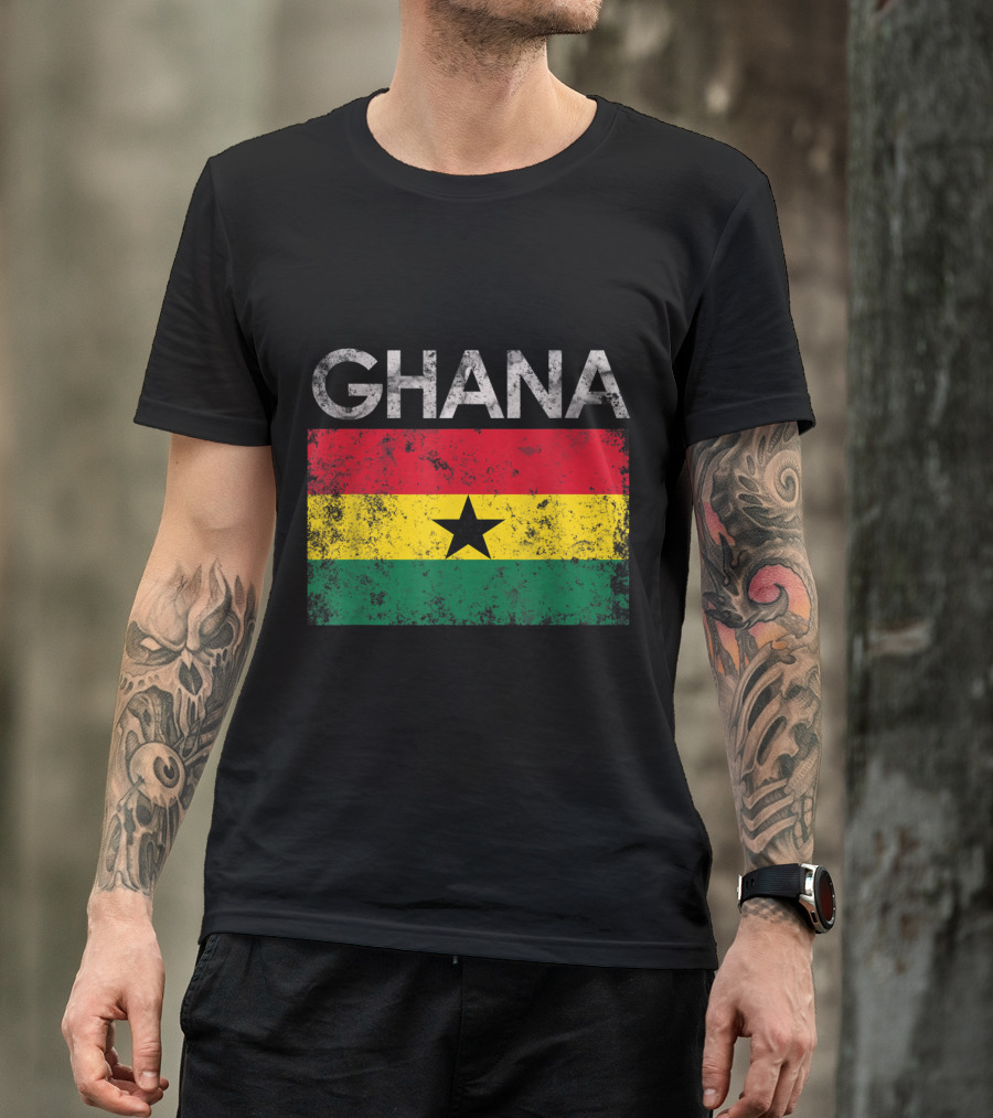 Vintage Distressed Ghanaian Flag With Ghana Text T-Shirt