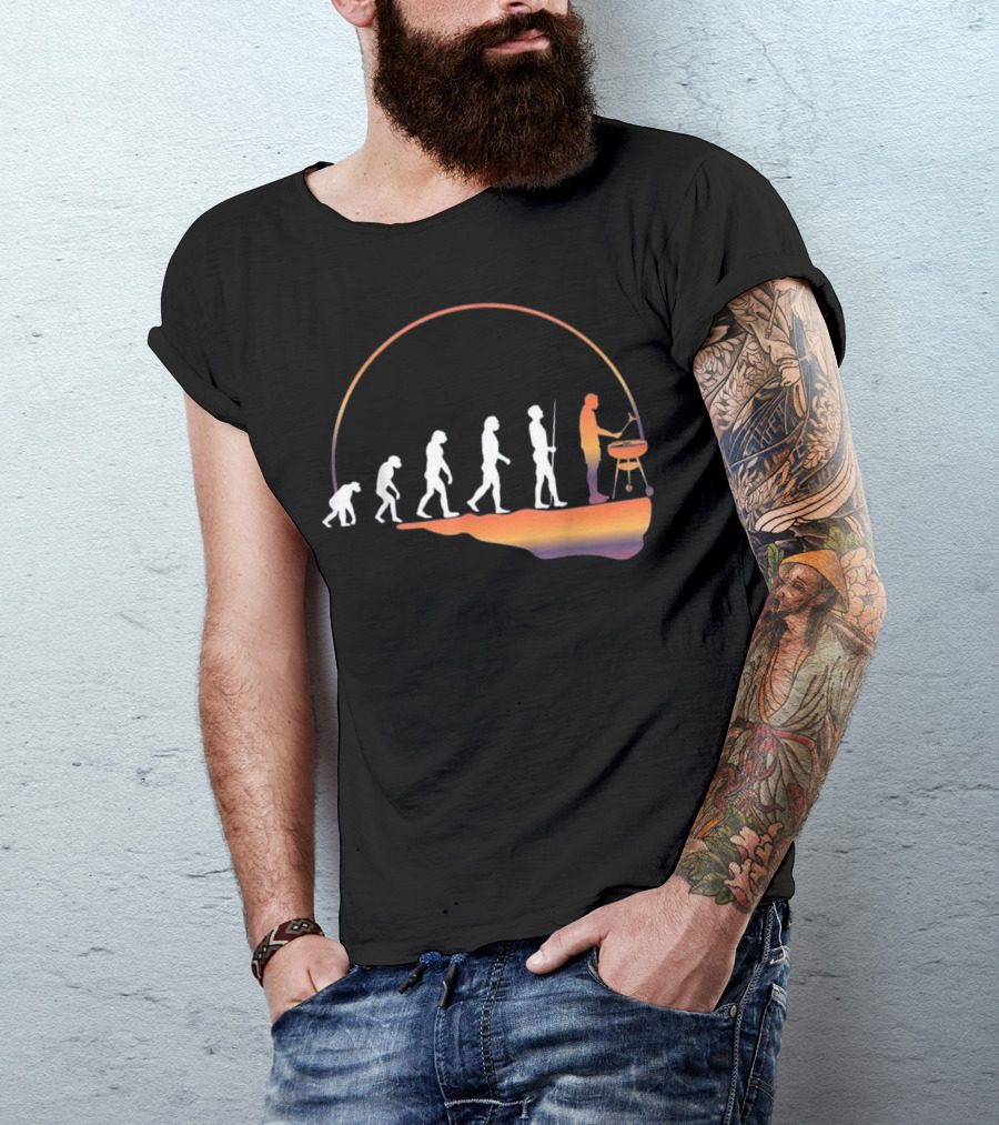 Evolution Of BBQ Grilling Grillers Step By Step Progression T-Shirt
