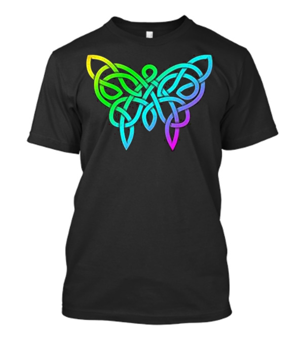 Rainbow Colors Celtic Knotwork Butterfly T-Shirt