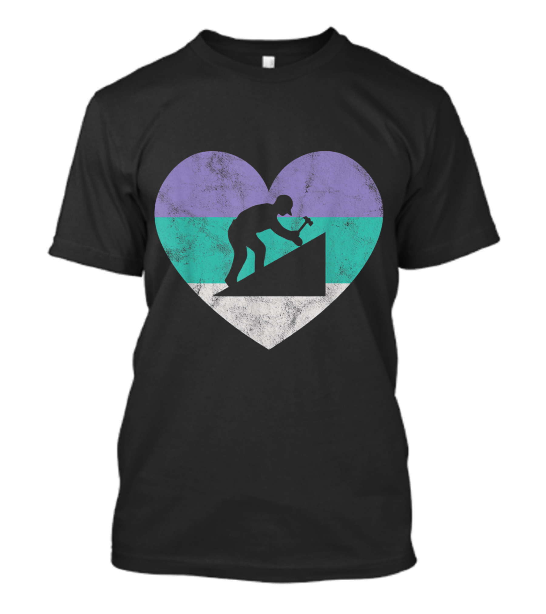 Heart-Shaped Roofer Silhouette With Genderfluid Pride Colors T-Shirt