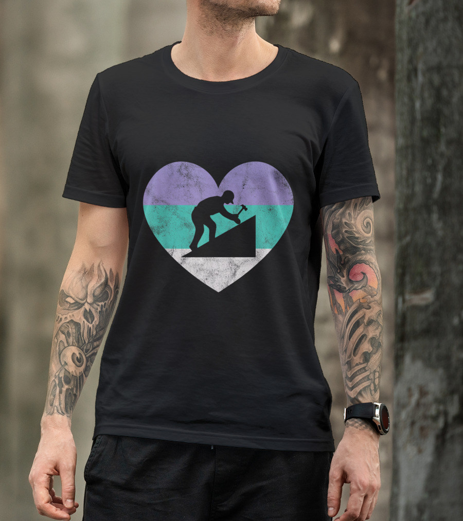Heart-Shaped Roofer Silhouette With Genderfluid Pride Colors T-Shirt