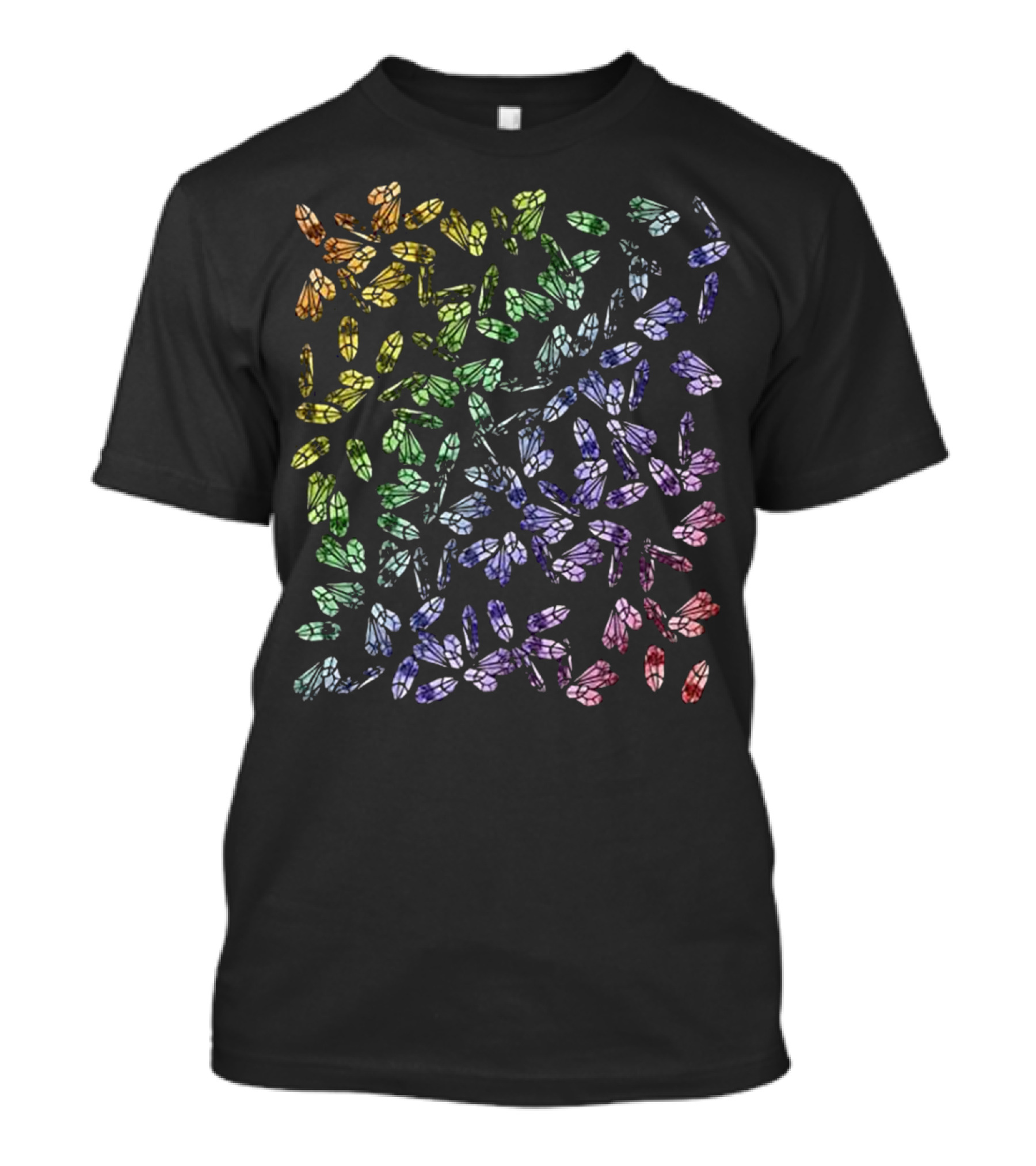 Rainbow Crystals Magick Pagan Gemstones In Multi-Color Spectrum T-Shirt