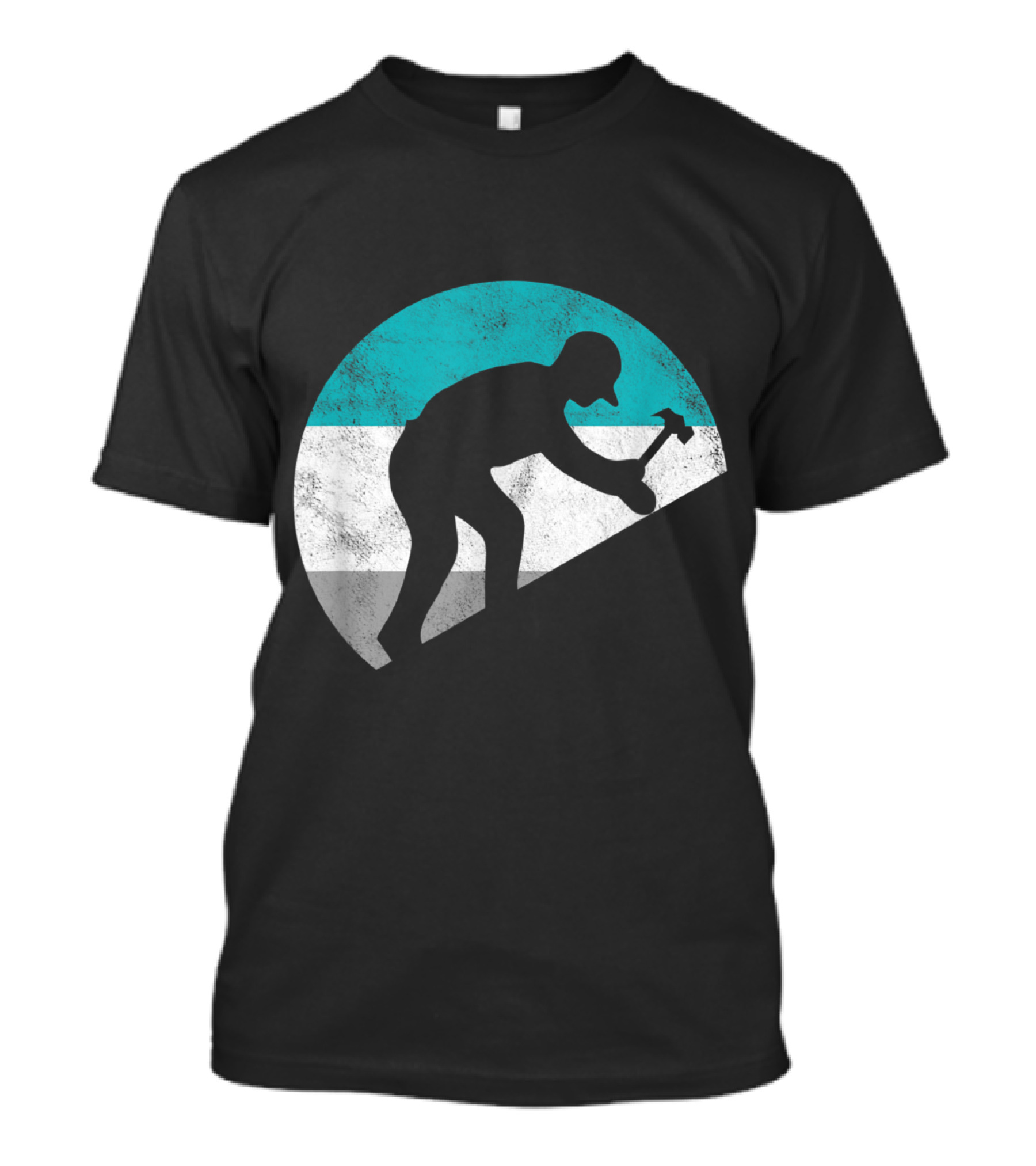 Roofer Silhouette Hammering On Rooftop T-Shirt