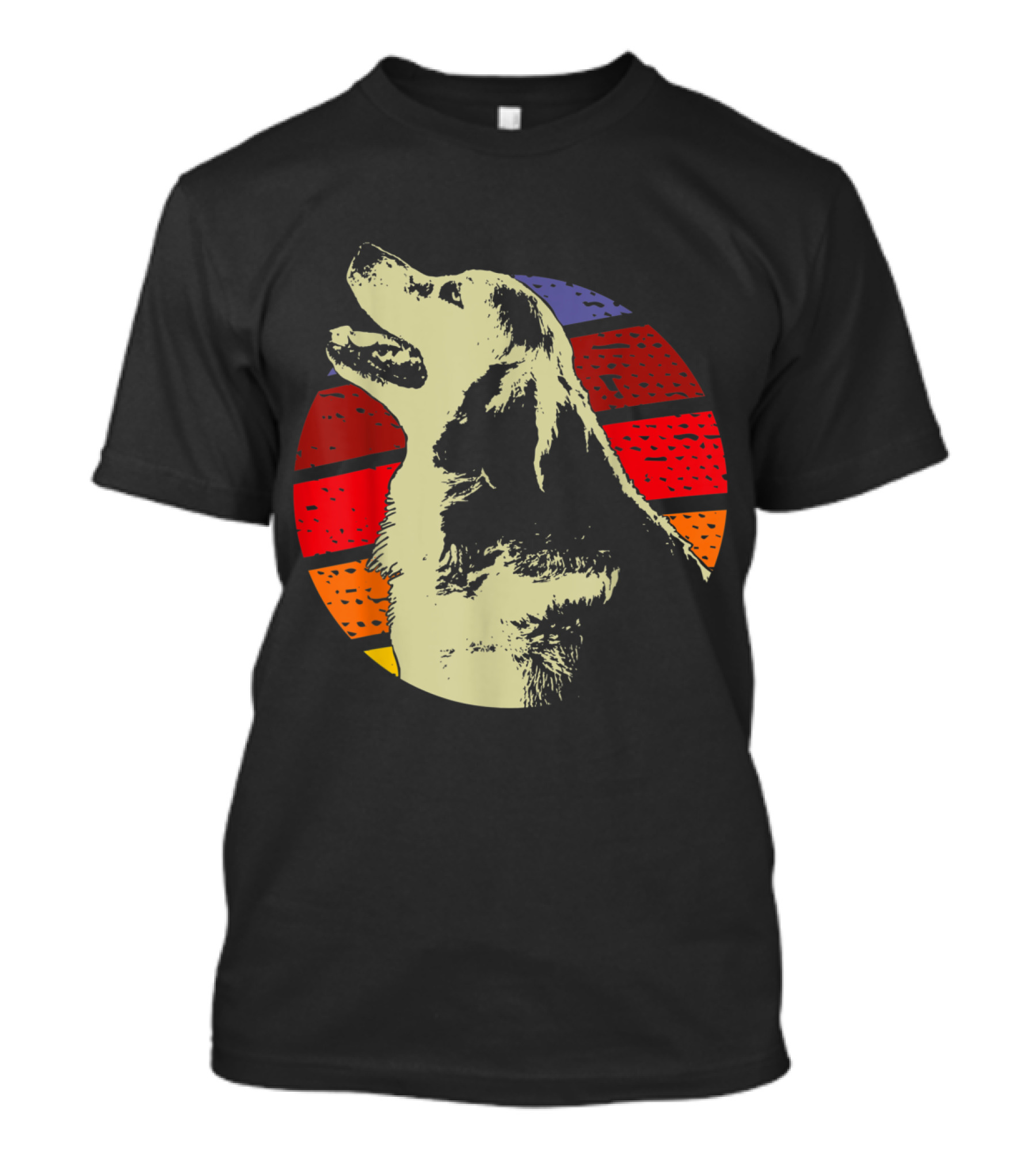 Retro Style Golden Retriever Dad Graphic With Sunset Colors T-Shirt
