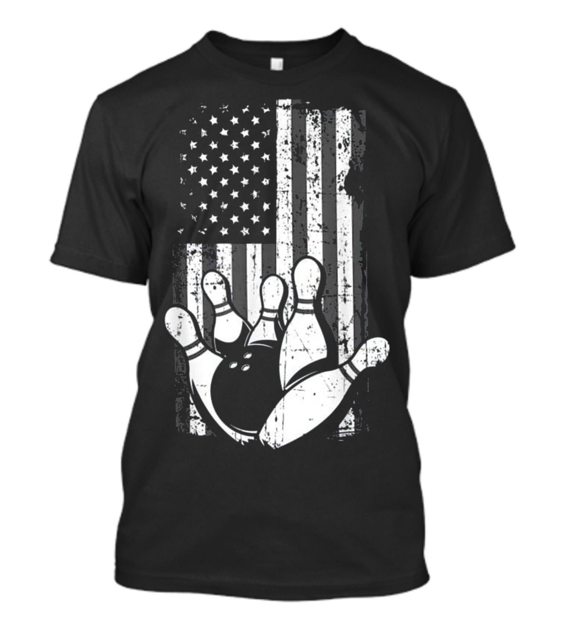 Distressed American Flag With Bowling Pins T-Shirt