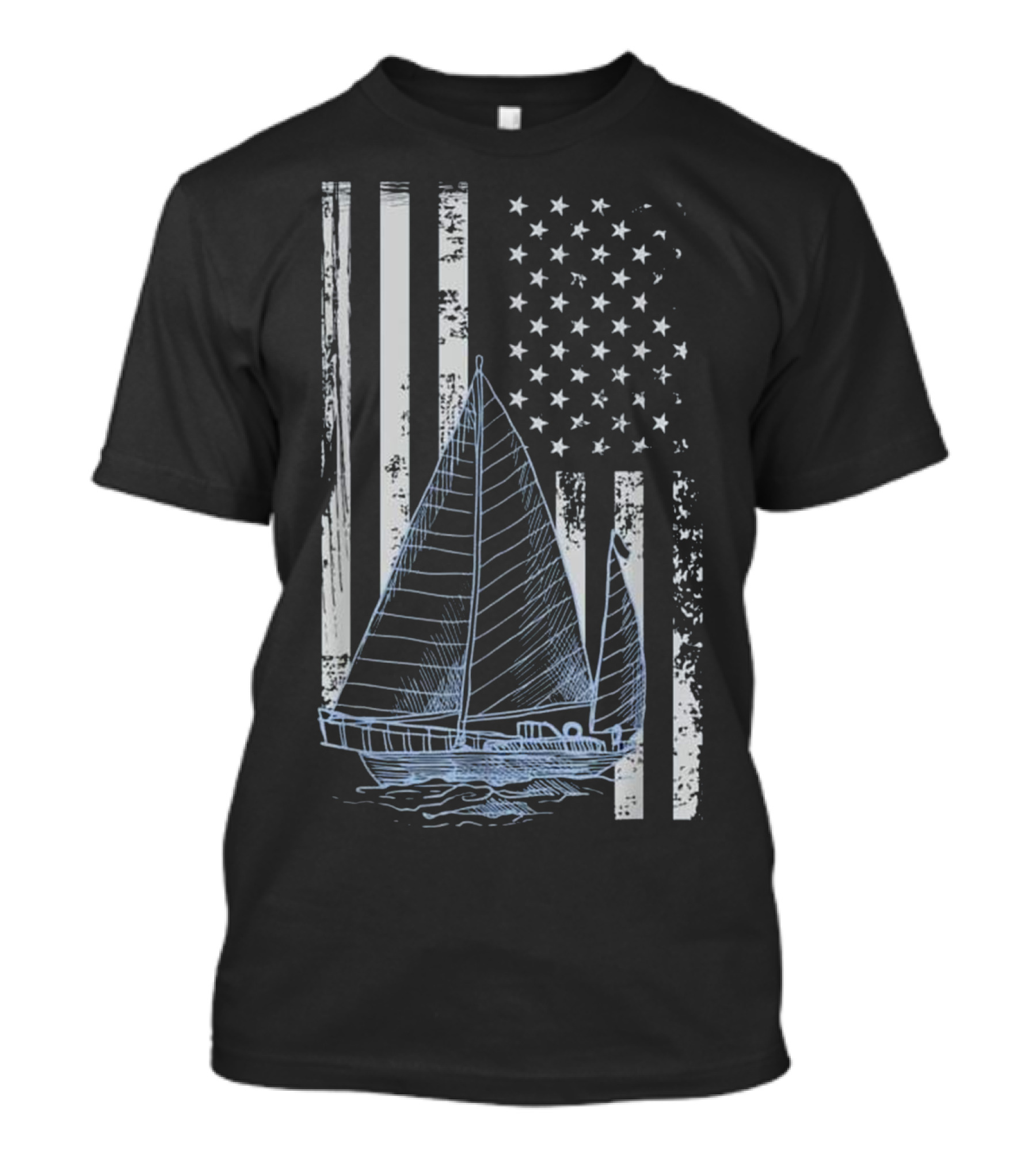 American Flag With Sailboat T-Shirt