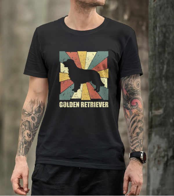 Golden Retriever Dog Lover Vintage Sunburst T-Shirt