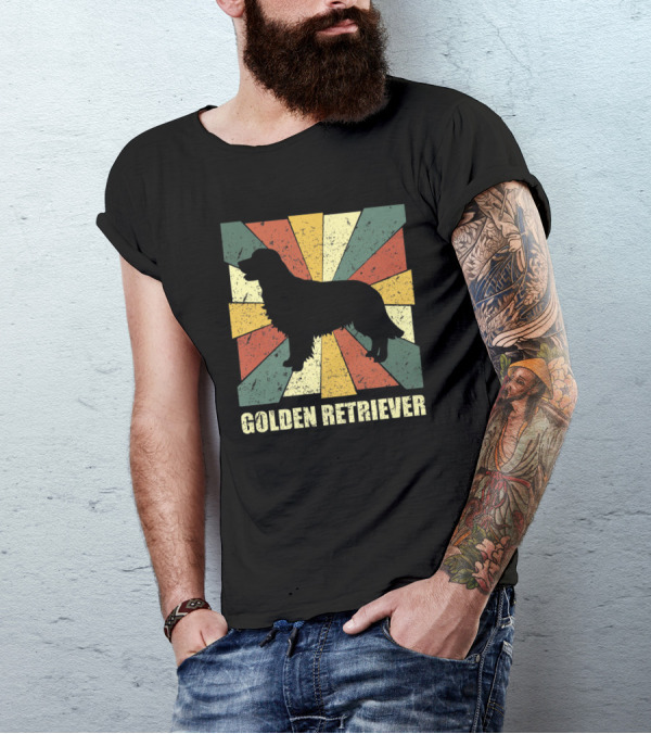 Golden Retriever Dog Lover Vintage Sunburst T-Shirt
