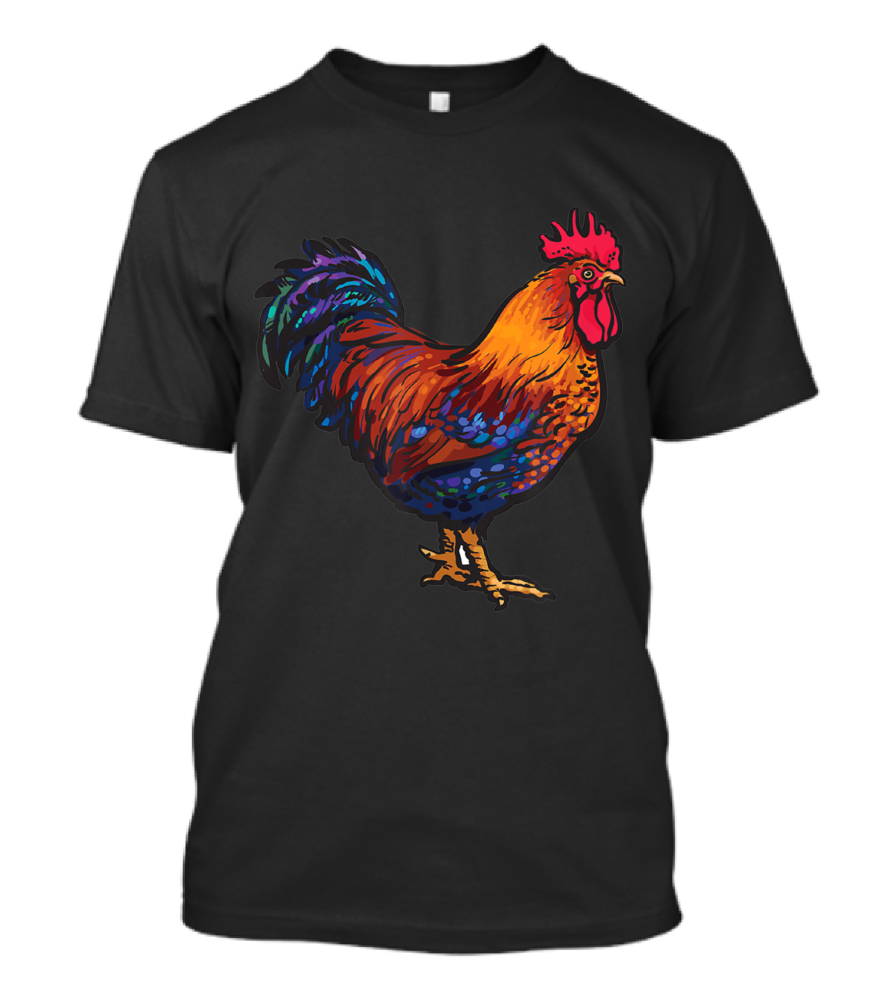 Rooster Of Many Colors In Vibrant Purples And Reds T-Shirt