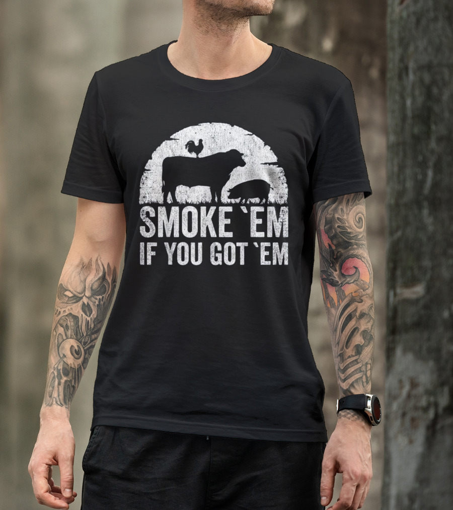Smoke 'Em If You Got 'Em BBQ Smoker Pitmaster Funny Dad Accessory T-Shirt