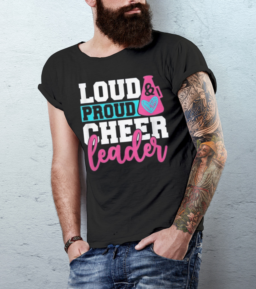Loud Proud Cheerleader Megaphone Heart Motif Cheerleading Cos T-Shirt