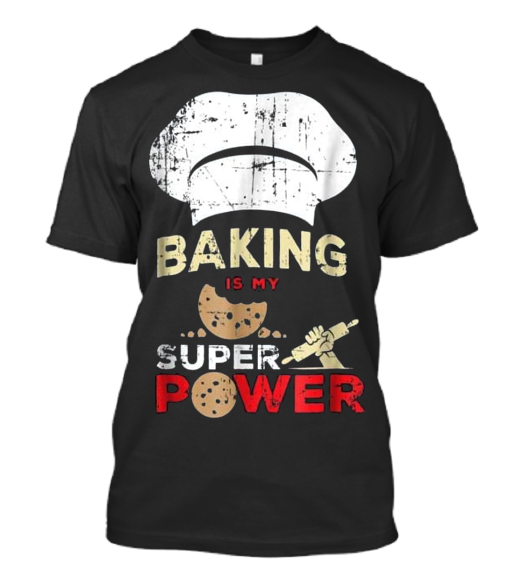 Baking Is My Superpower Cookie Rolling Pin Chef Hat Fun Bread Love T-Shirt