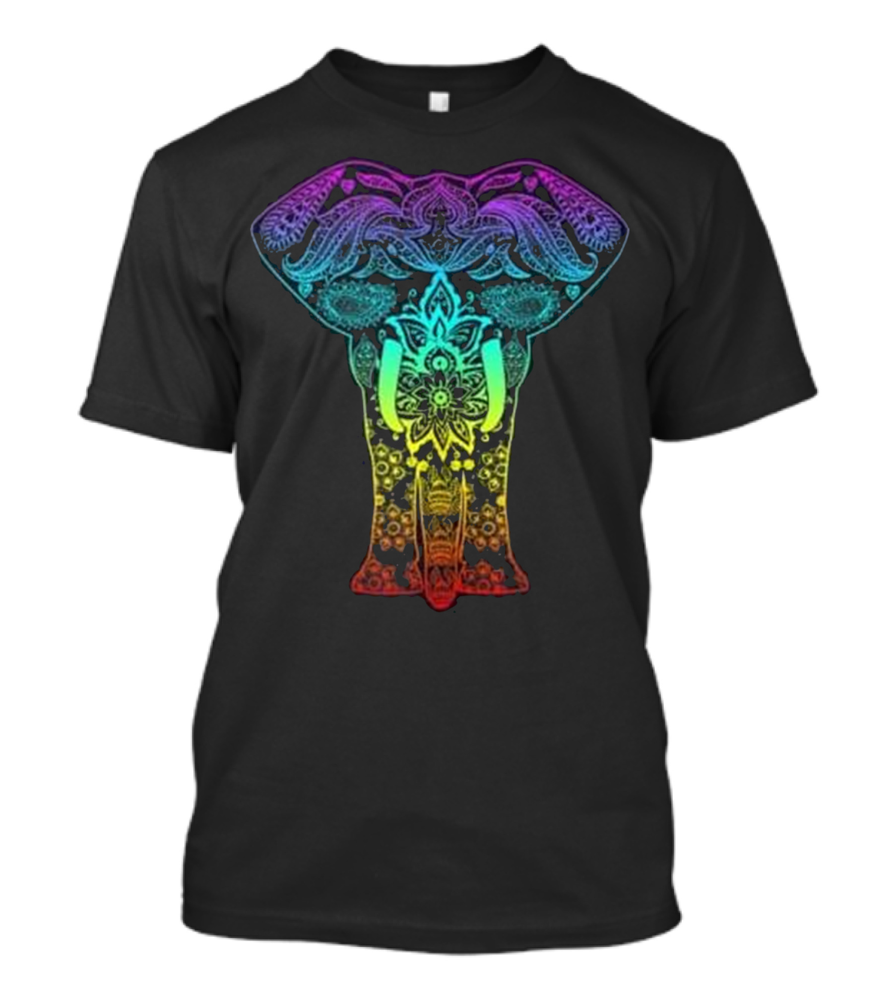 Rainbow Mandala Elephant Psychedelic Boho Tapestry T-Shirt