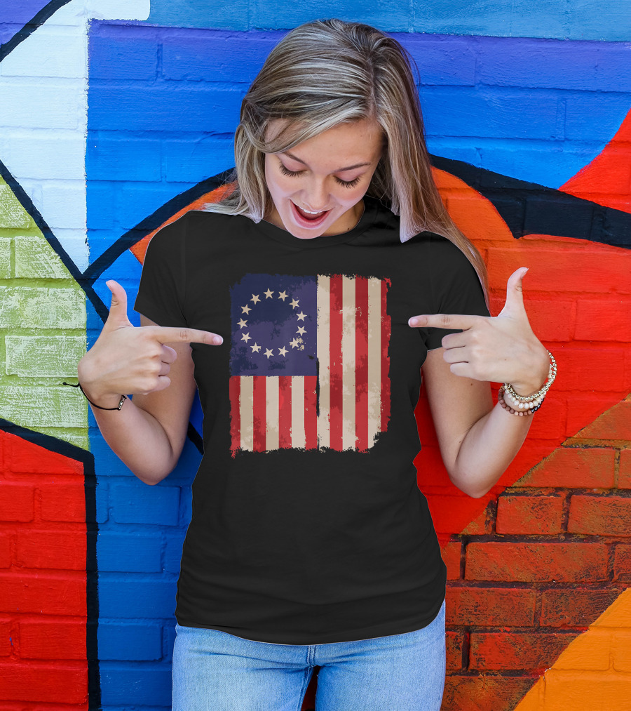 Distressed Circle Stars Vintage Betsy Ross Flag Heritage T-Shirt