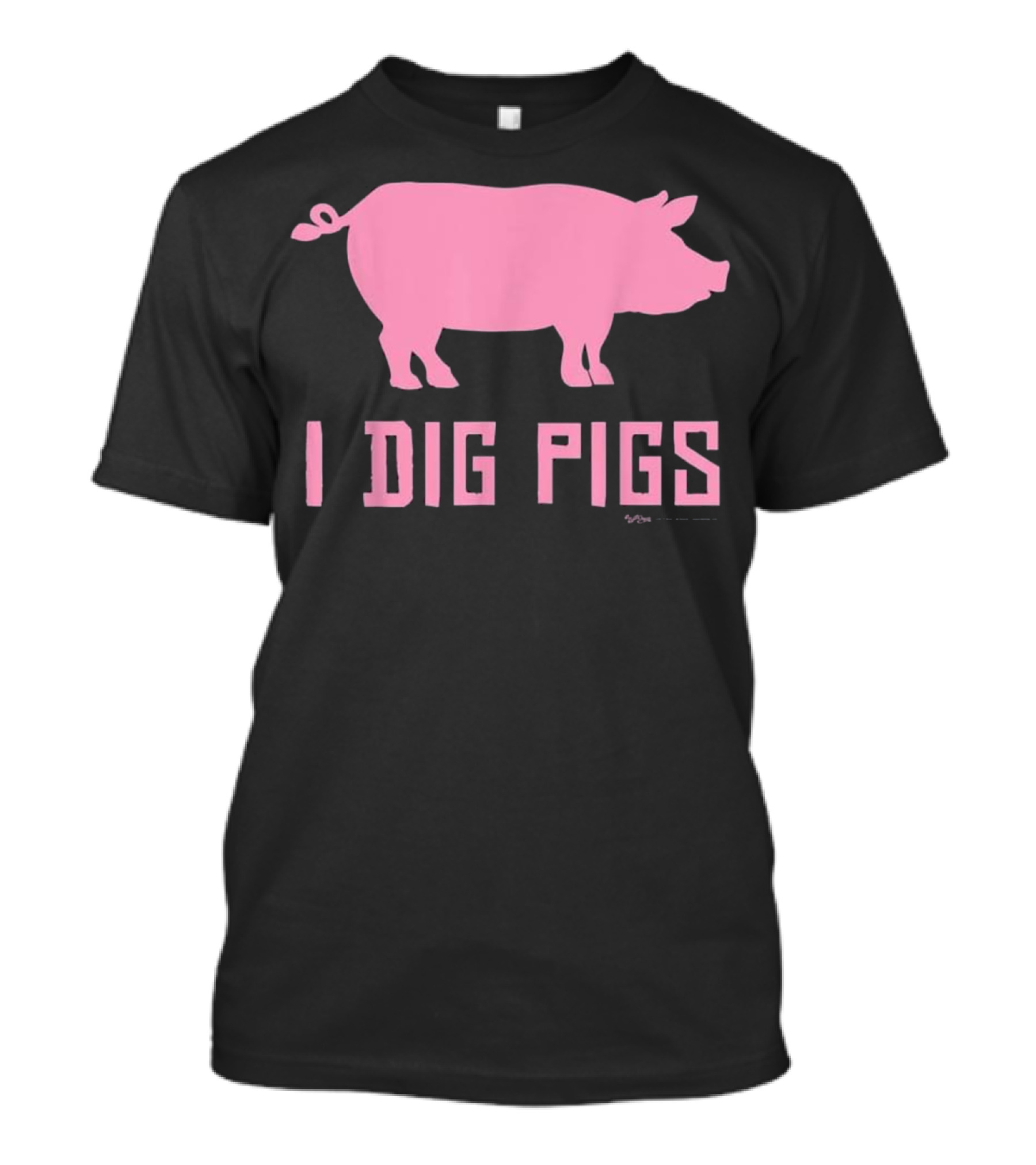 I Dig Pigs With Pink Pig Silhouette Drawing T-Shirt