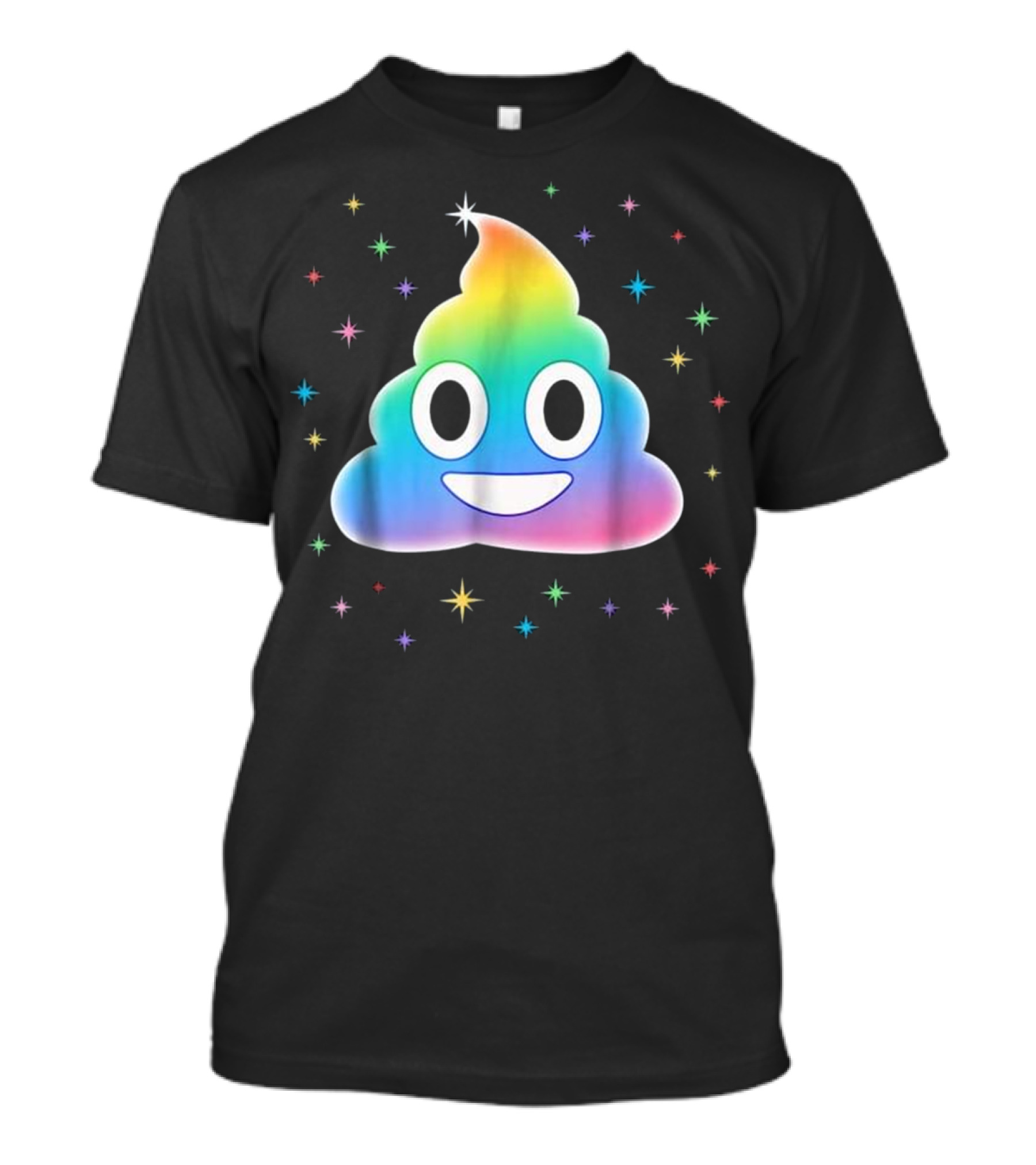 Rainbow Poop Emoji With Magic Unicorn Poo And Colorful Starry Fun T-Shirt