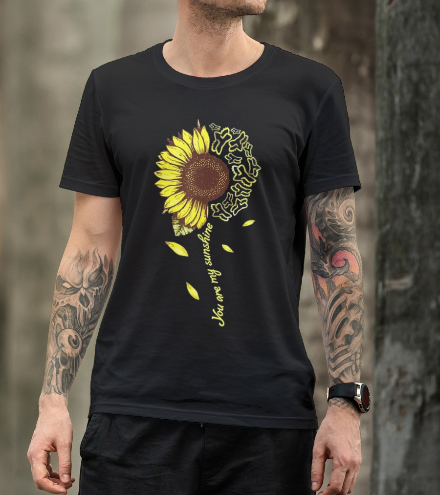 Motocross Sunflower Graphic With You Are My Sunshine Text T-Shirt