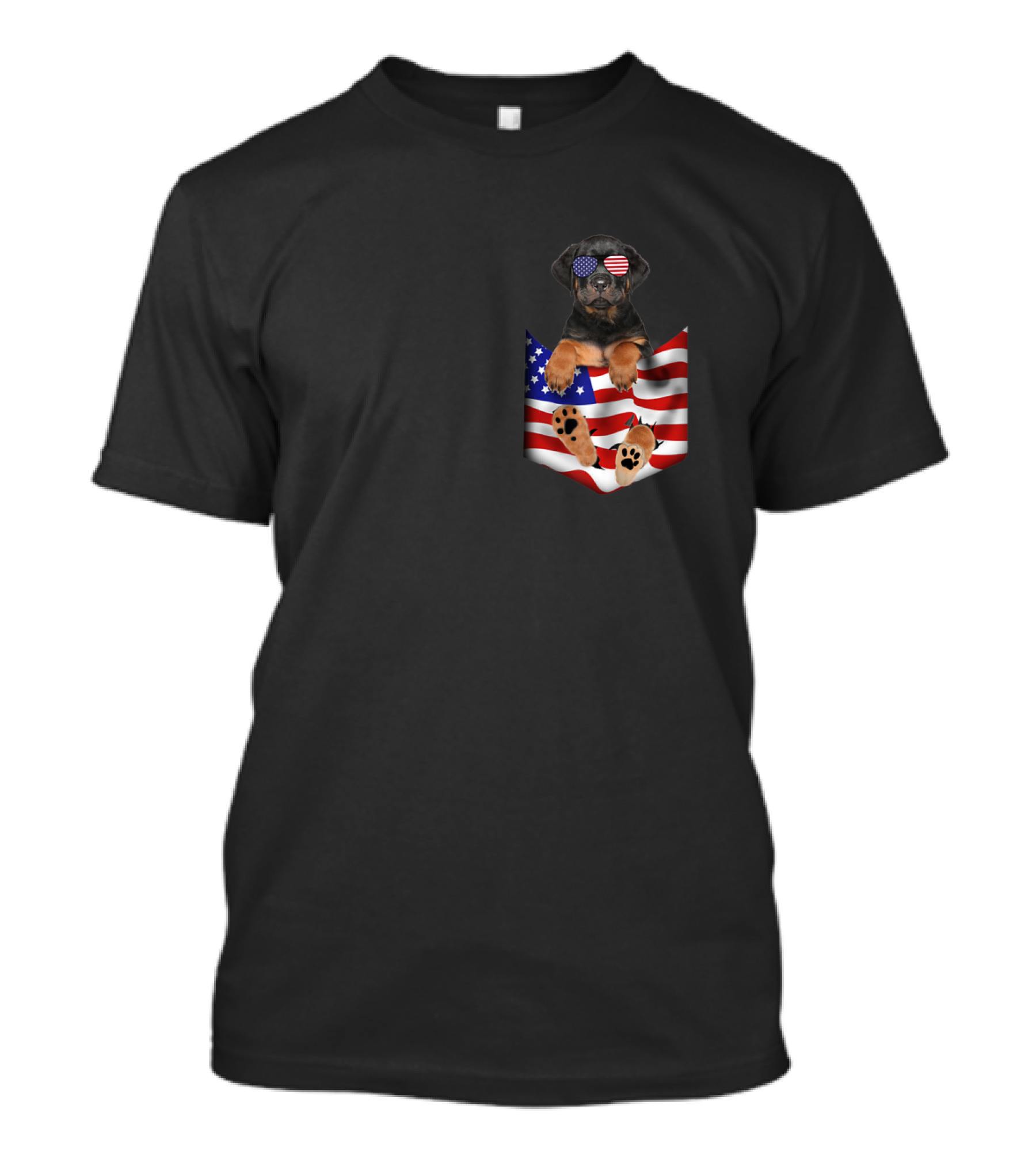 Rottweiler In Pocket American Flag Sunglasses 4th Of July T-Shirt