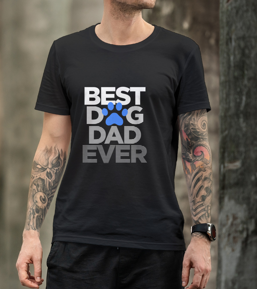 Best Dog Dad Ever Blue Paw T-Shirt
