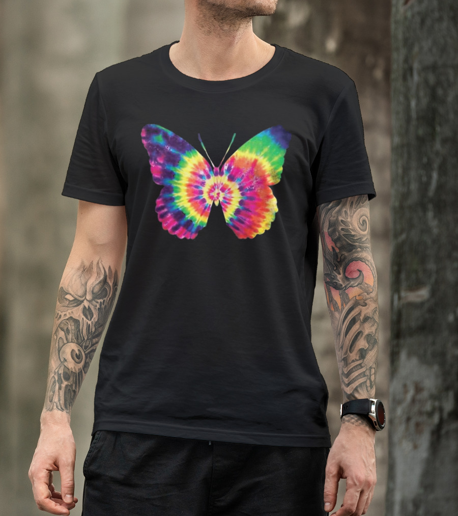 Rainbow Tie Dye Butterfly Neon Colorful Psychedelic Tye Die T-Shirt