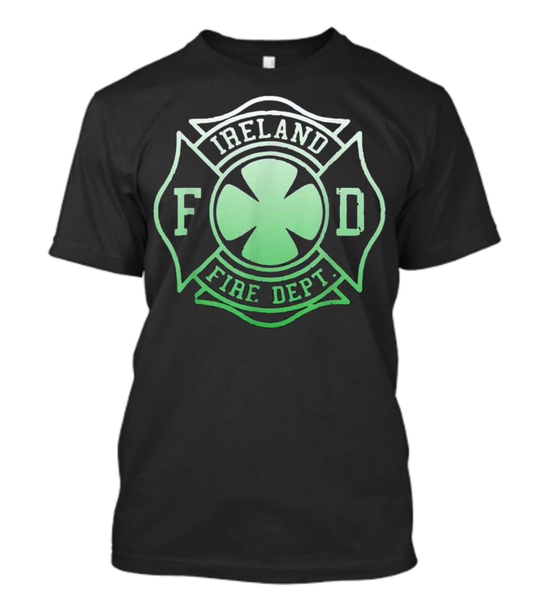 Ireland Fire Dept Irish Firefighter Shamrock Emblem T-Shirt