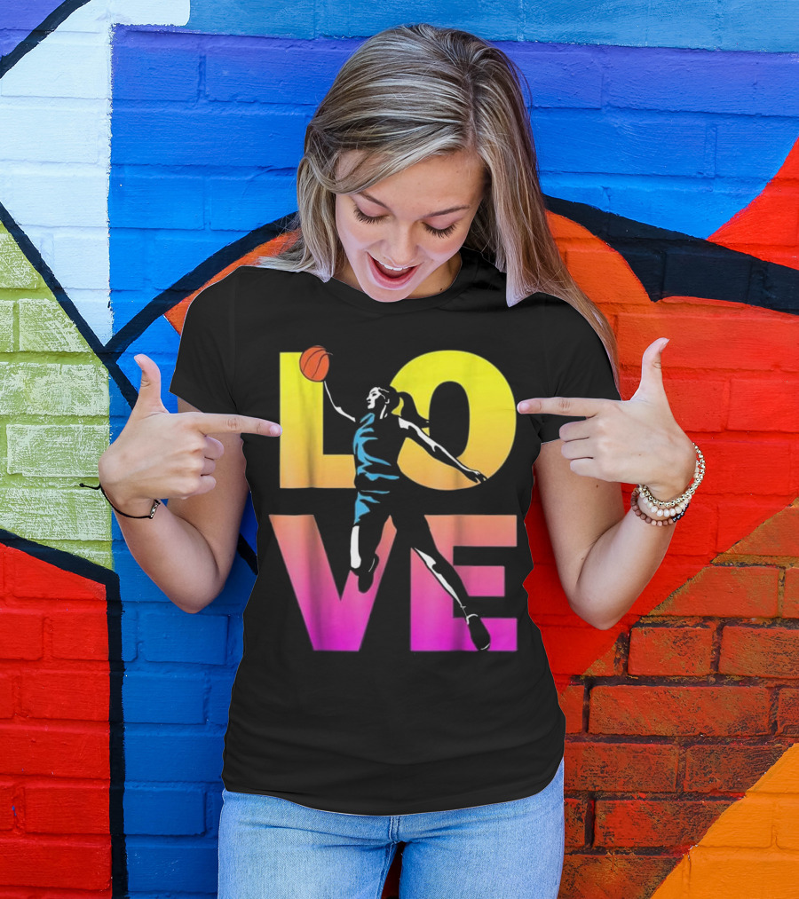 Basketball LOVE Teen Girls Player Dunking T-Shirt