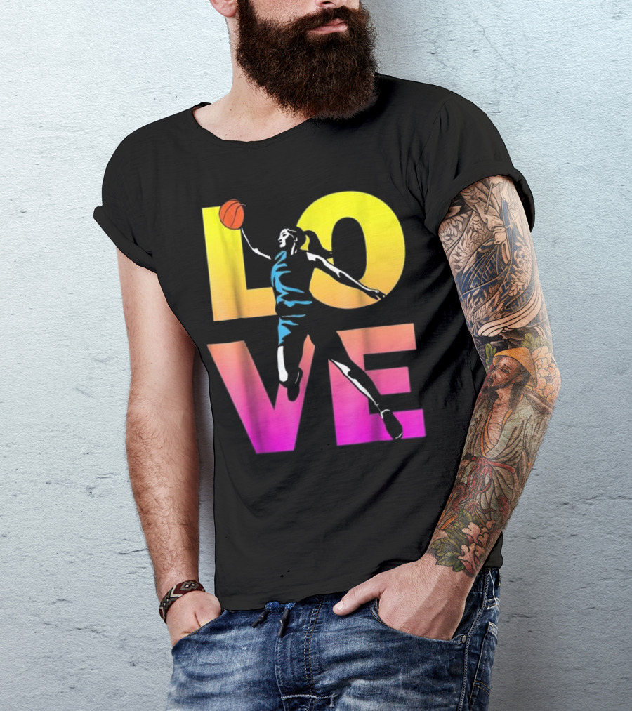 Basketball LOVE Teen Girls Player Dunking T-Shirt