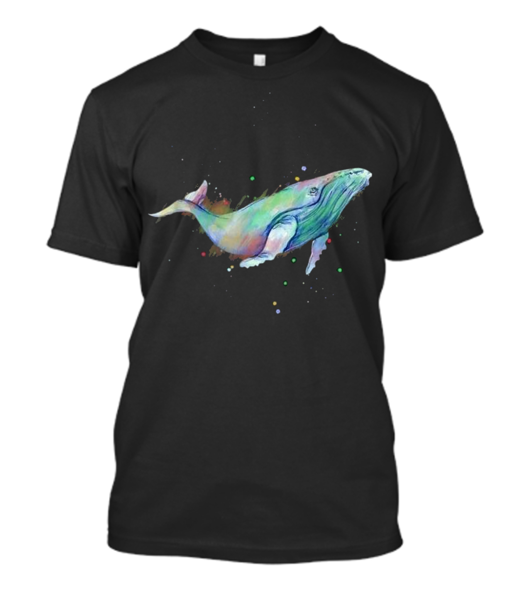 Rainbow Watercolor Humpback Whale Splashing With Colorful Dots T-Shirt