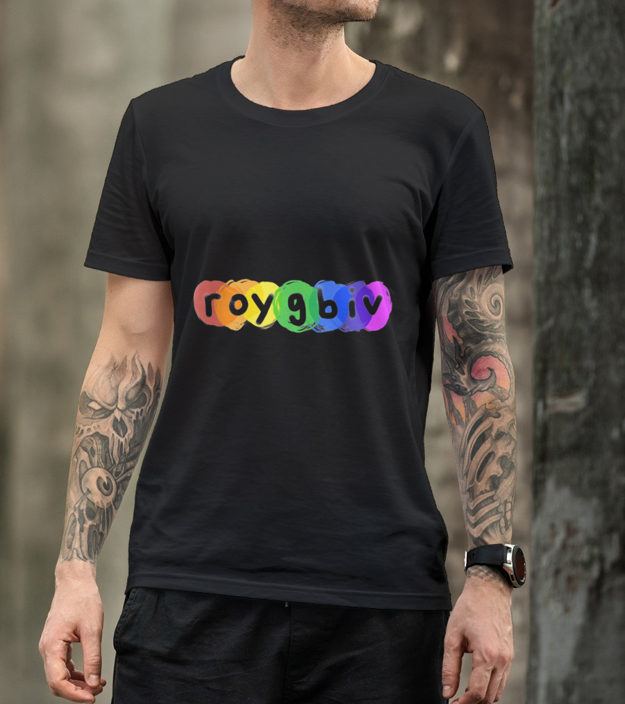 ROYGBIV Color Splash Paint Text T-Shirt