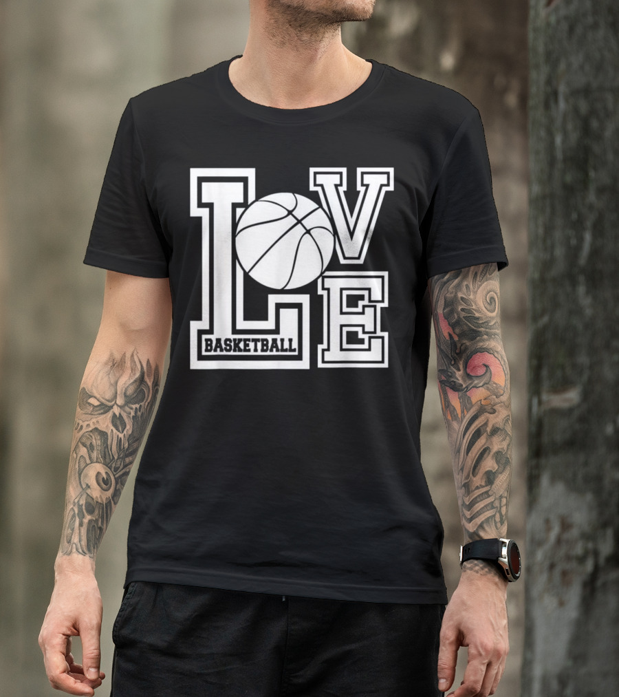 LOVE Basketball Sports Iconic Text With Basketball T-Shirt