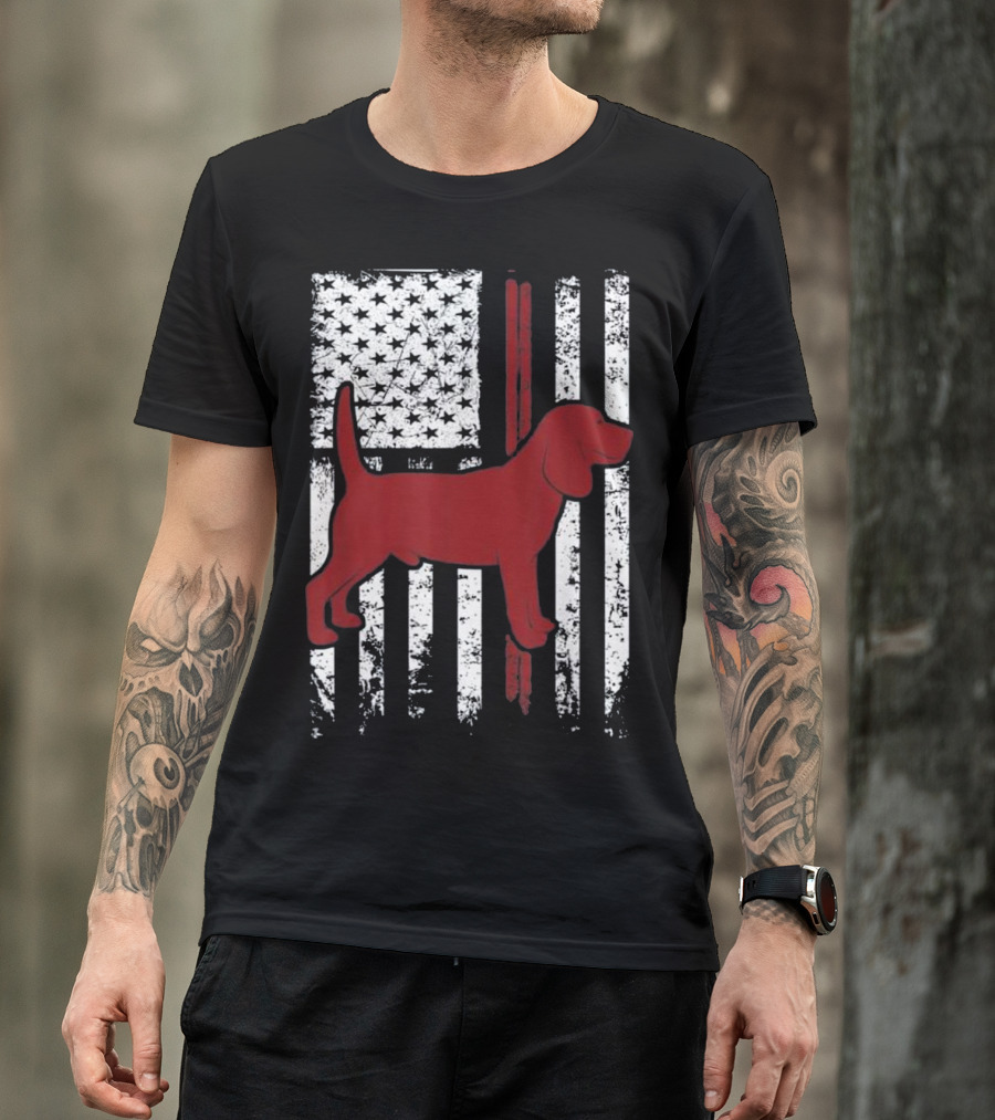 Patriotic American Beagle Dog With Flag Elements T-Shirt