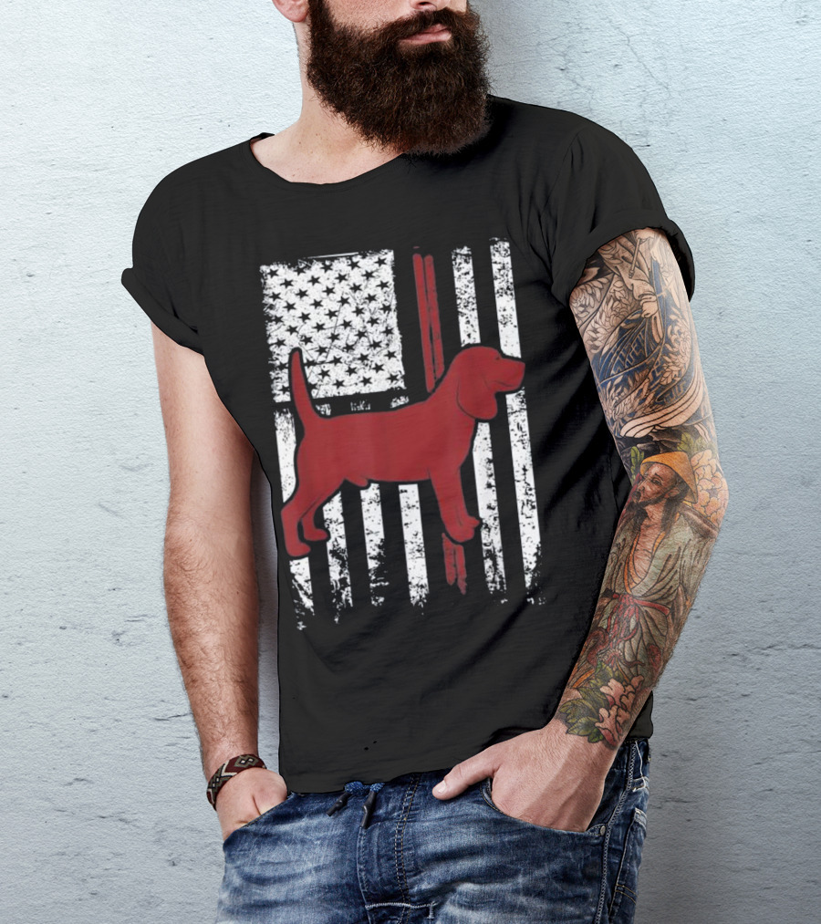 Patriotic American Beagle Dog With Flag Elements T-Shirt