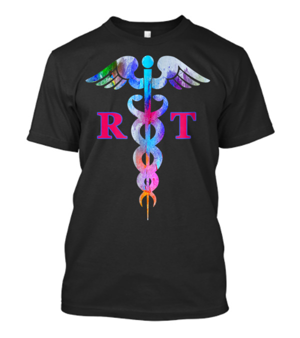 RT Respiratory Therapist Caduceus Symbol Colorful T-Shirt