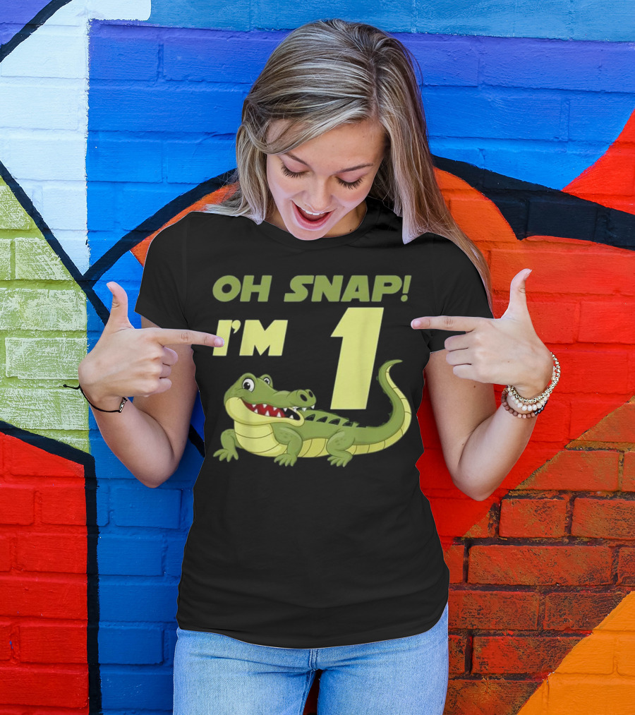 Oh Snap I'm 1 Year Old Alligator Birthday Crocodile T-Shirt